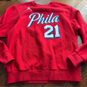Jordan nba Philadelphia 76ers Joel embiid mens sweatshirt crewneck M red
